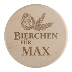 Glasabdeckung aus Holz - Bierchen für - mit Namensgravur