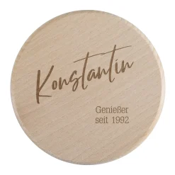 Glasabdeckung aus Holz individuell mit Ihren Wunschtexten graviert
