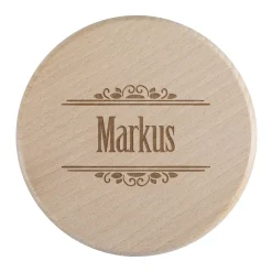 Glasabdeckung aus Holz mit individueller Namensgravur