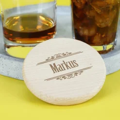 Glasabdeckung aus Holz mit individueller Namensgravur