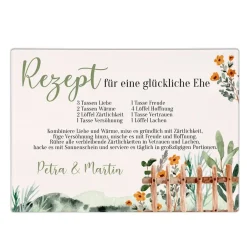 Glasbrettchen - Rezept für eine glückliche Ehe - in zwei Größen