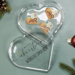 Glasdose als Geschenkverpackung für Gutscheine oder Geld zu Weihnachten