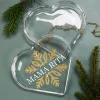 Glasdose in Herzform mit goldenem Schneeflockenmotiv und Wunschname