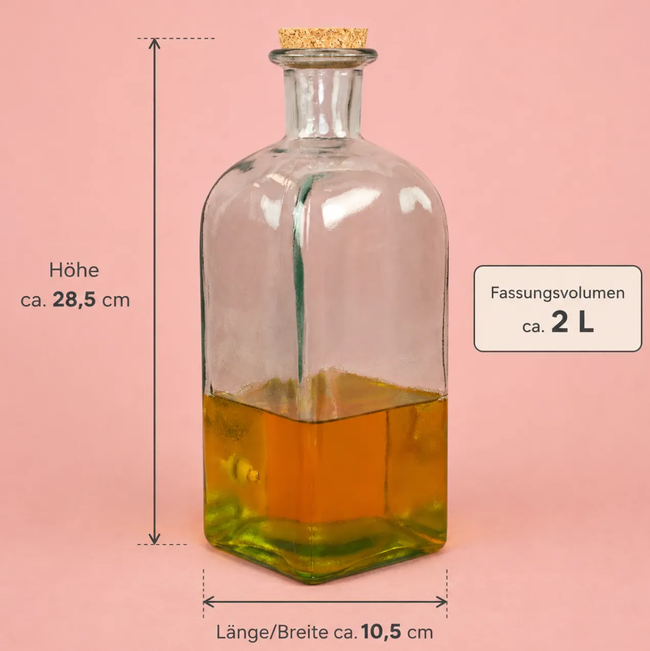 Glas Getränkespender mit Zapfhahn | 2L Spender für Limonade, Whisky & Wein mit Initiale und Name