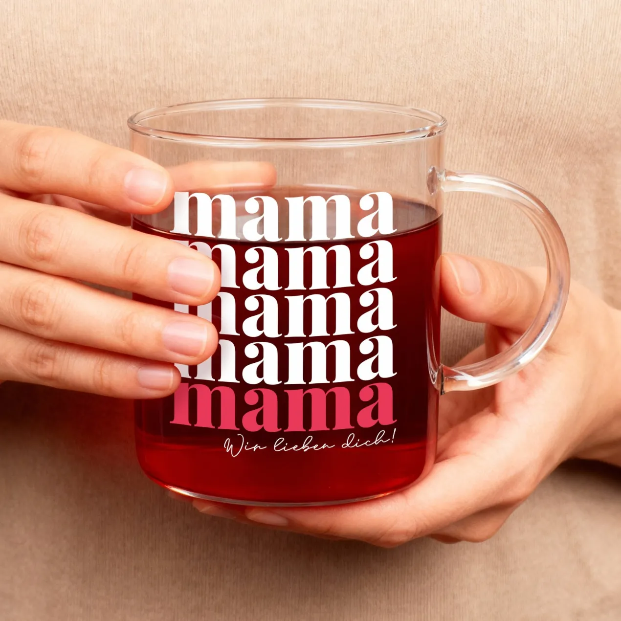 Glastasse für Mama personalisiert mit Wunschtext | Teeglas als Geschenk zum Muttertag