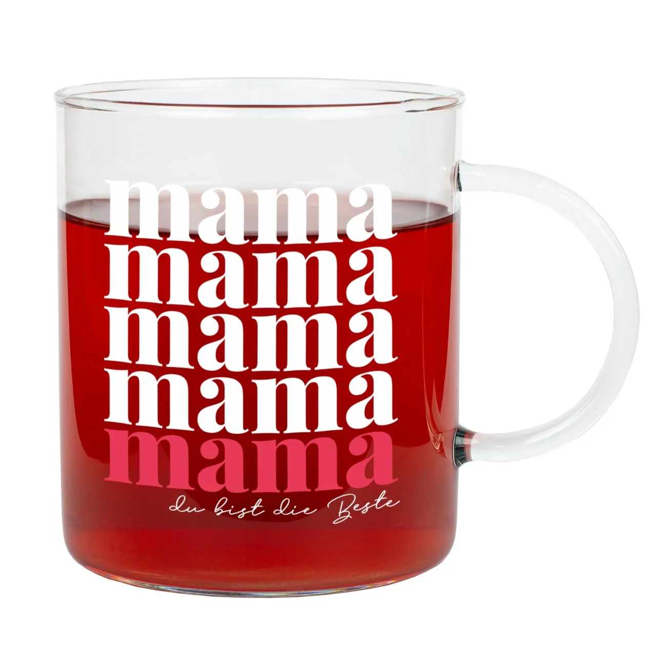 Glastasse für Mama personalisiert mit Wunschtext | Teeglas als Geschenk zum Muttertag