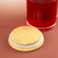 Glas Tasse 'Matcha Lover' mit Bambus Holz Deckel | Matcha Tasse als Geschenkidee