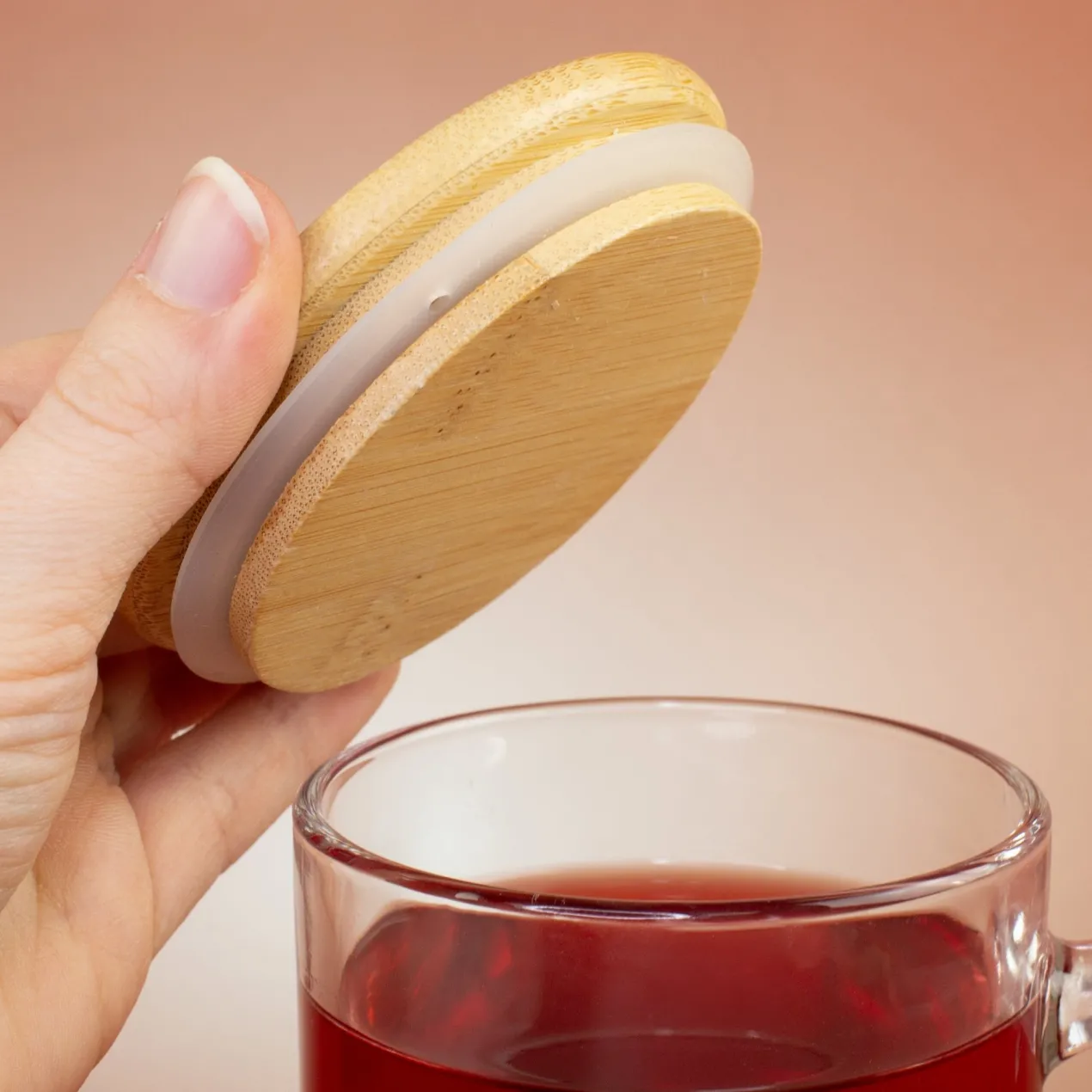 Glas Tasse 'Matcha Lover' mit Bambus Holz Deckel | Matcha Tasse als Geschenkidee