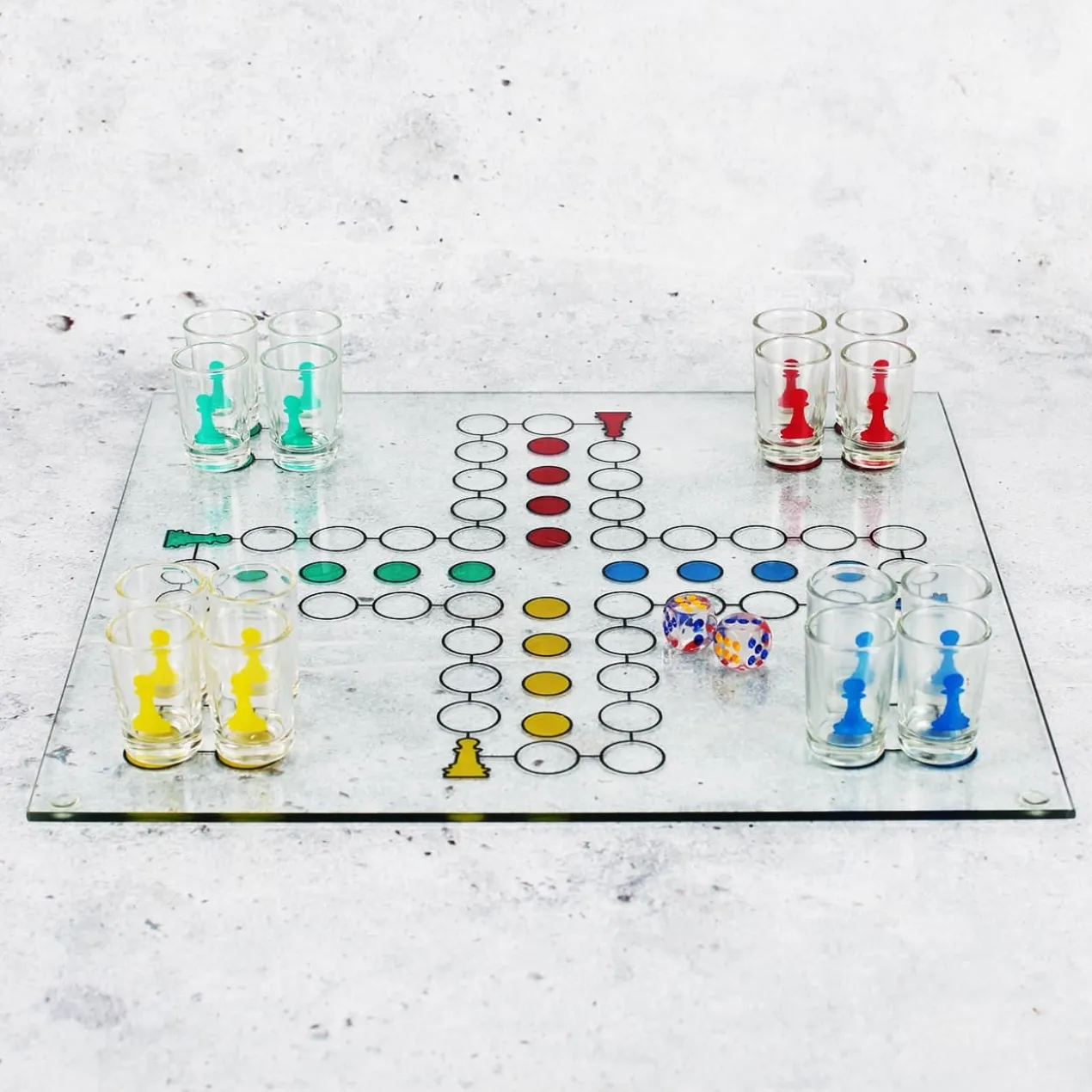 Glas-Trinkspiel Ludo