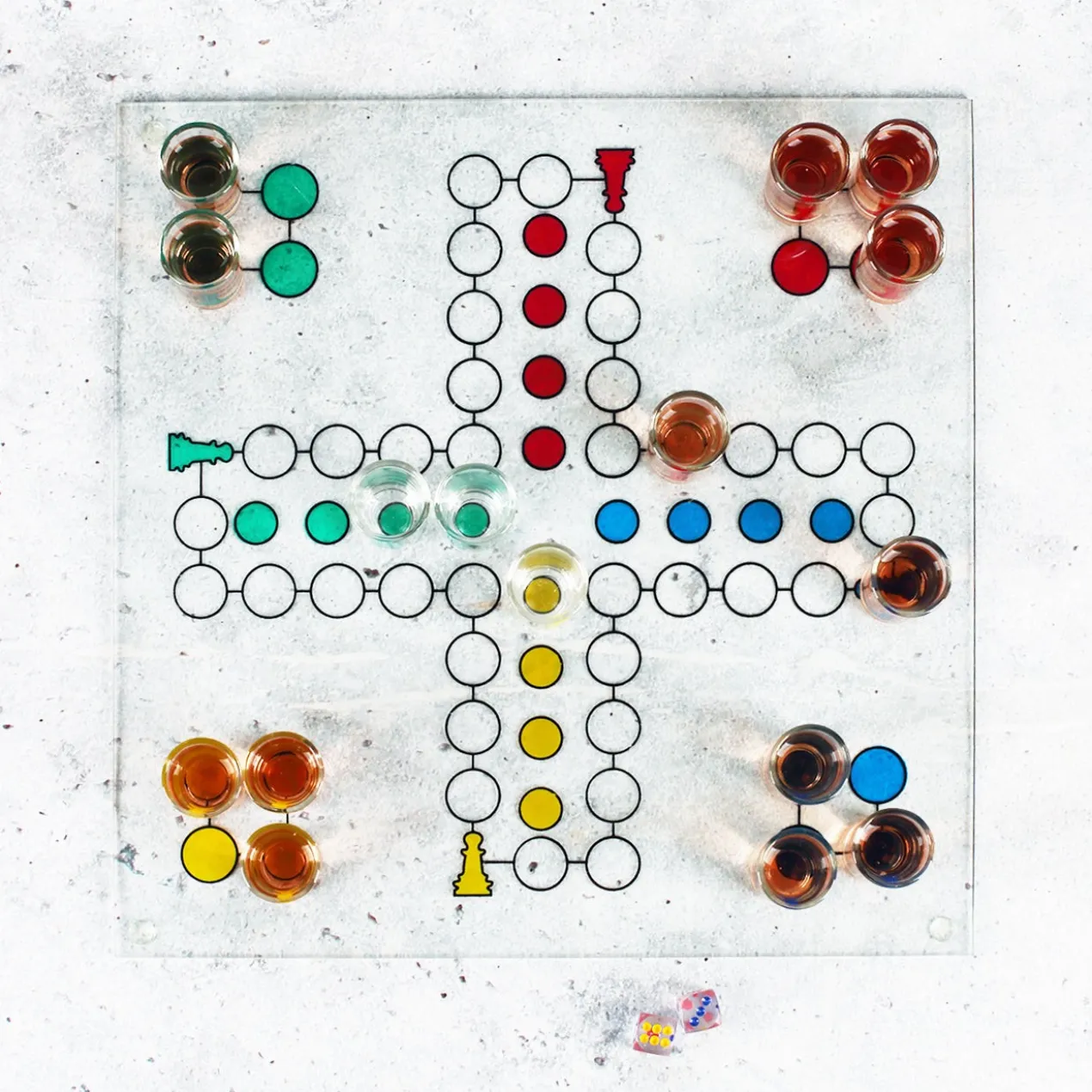 Glas-Trinkspiel Ludo
