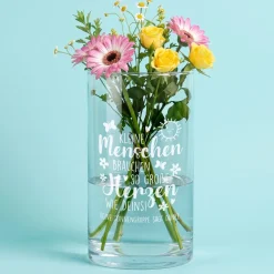 Glas Vase mit Gravur für Erzieherin | Personalisiertes Dankeschön Geschenk für Kita & Kindergarten