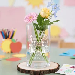 Glas Vase mit Gravur für Erzieherin | Personalisiertes Dankeschön Geschenk für Kita & Kindergarten