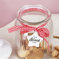 Glück im Glas - Keksdose mit bedrucktem Sternanhänger