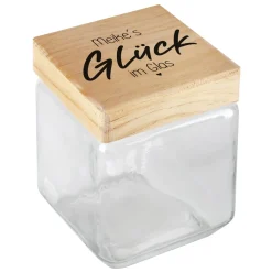 Glück im Glas - Vorratsglas in 4 Größen mit Ihrem Namensaufdruck