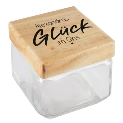 Glück im Glas - Vorratsglas in 4 Größen mit Ihrem Namensaufdruck