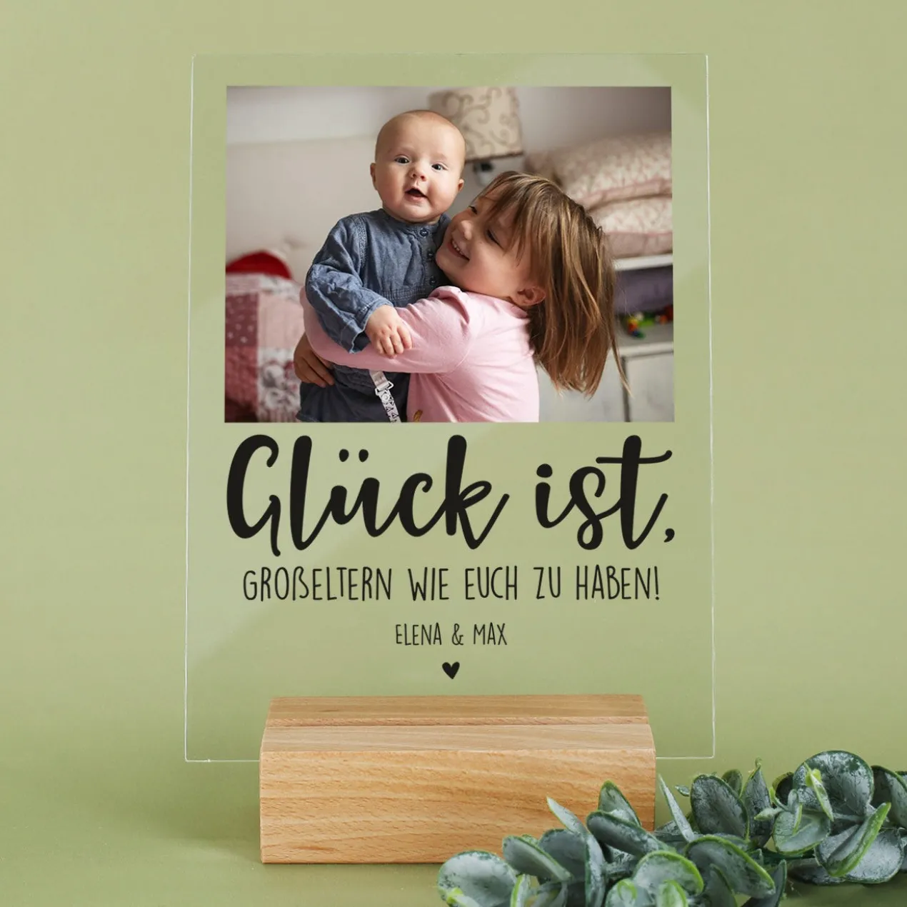 Glück ist - Acrylglas mit Ihrem Lieblingsfoto und Wunschtexten