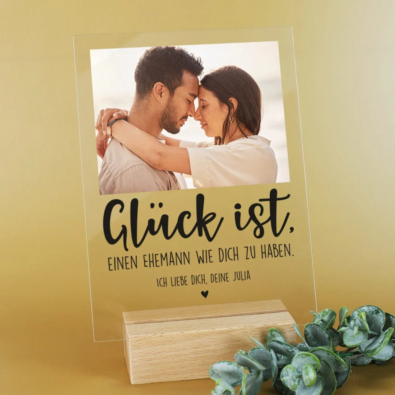 Glück ist - Acrylglas mit Ihrem Lieblingsfoto und Wunschtexten