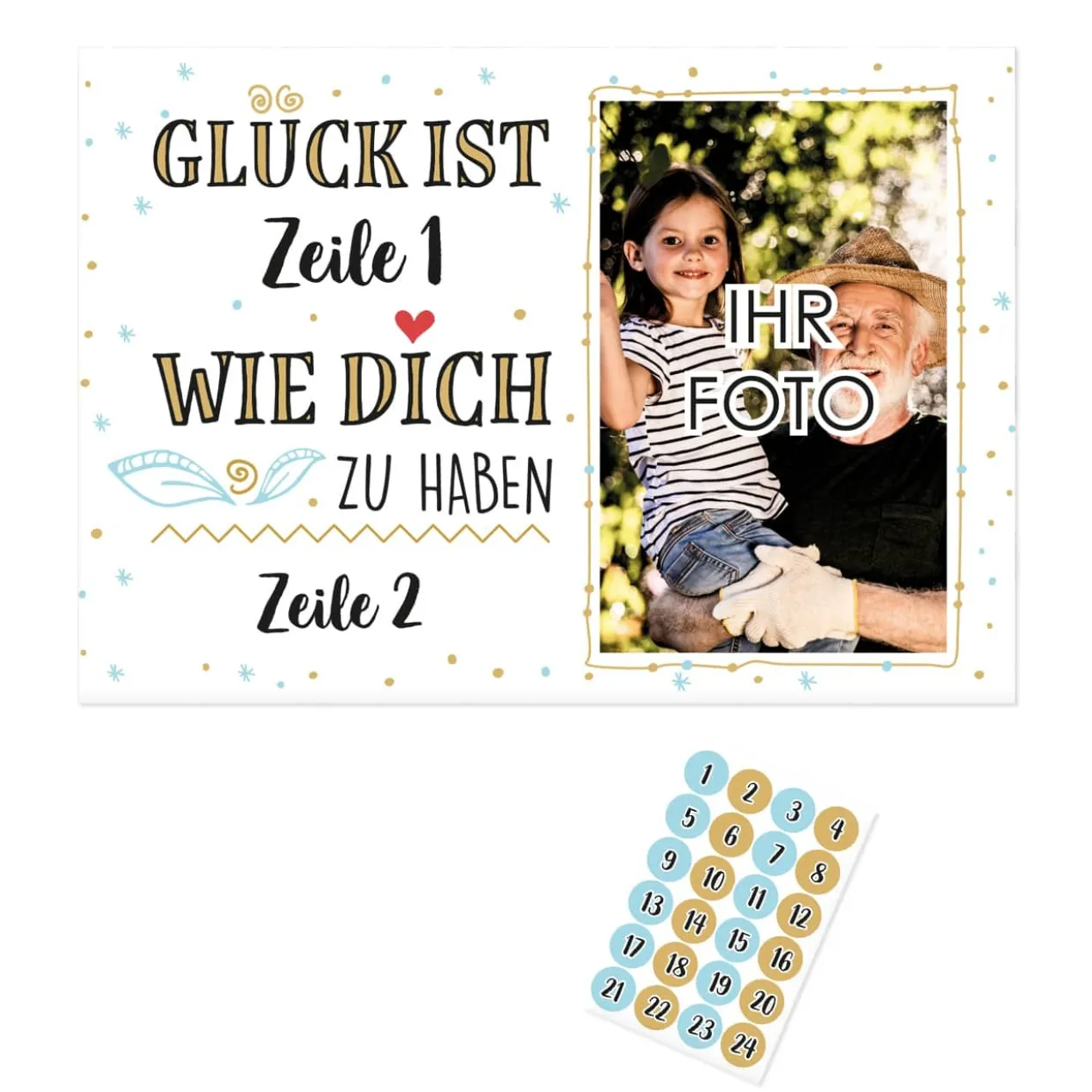 Glück ist... Adventskalender Set für Ihren Bierkasten mit Foto und Wunschtext