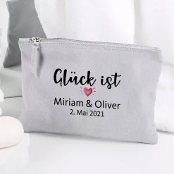Glück ist... Beautycase mit Wunschtext