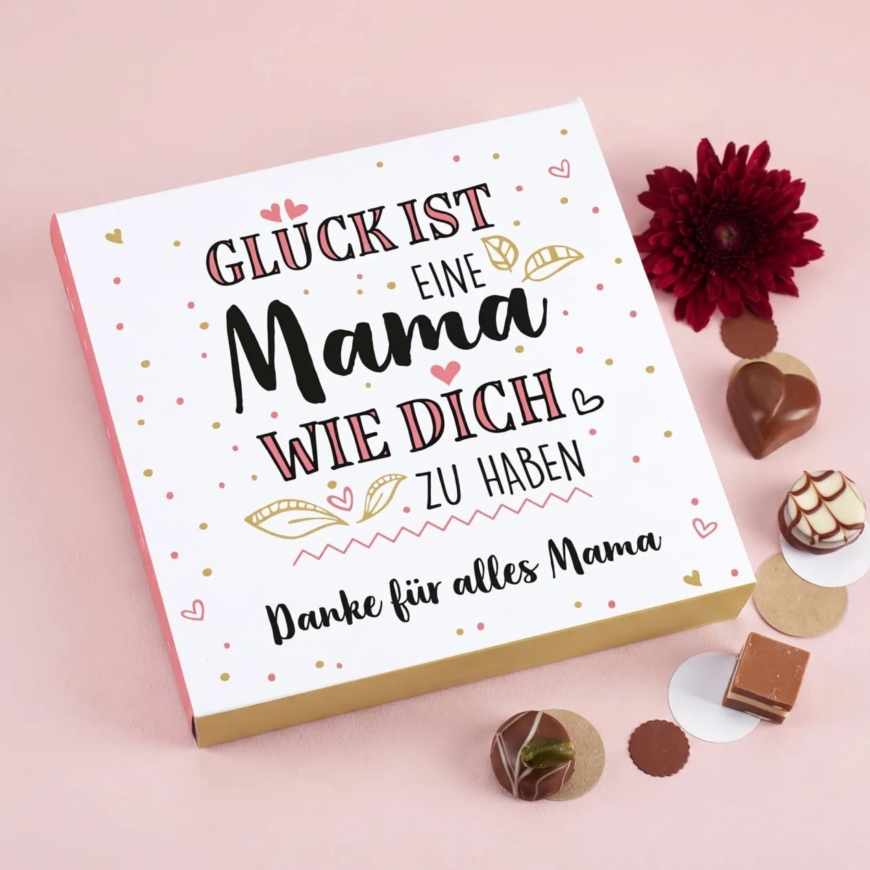 Glück ist, eine Mama wie dich zu haben - Lindt Pralinen mit Wunschtext