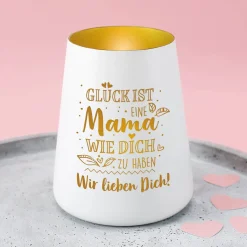 Glück ist, eine Mama wie Dich zu haben - Windlicht mit Wunschgravur