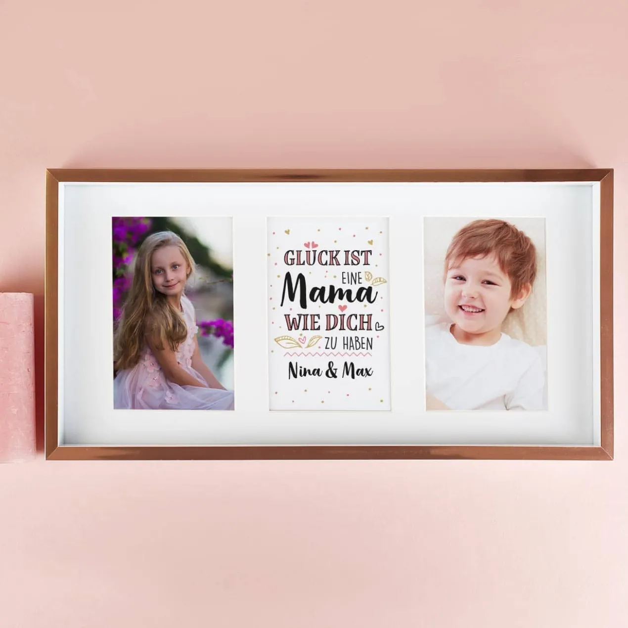 Glück ist, eine Mama wie Dich zu haben - Bilderrahmen mit 2 Fotos und Wunschtext