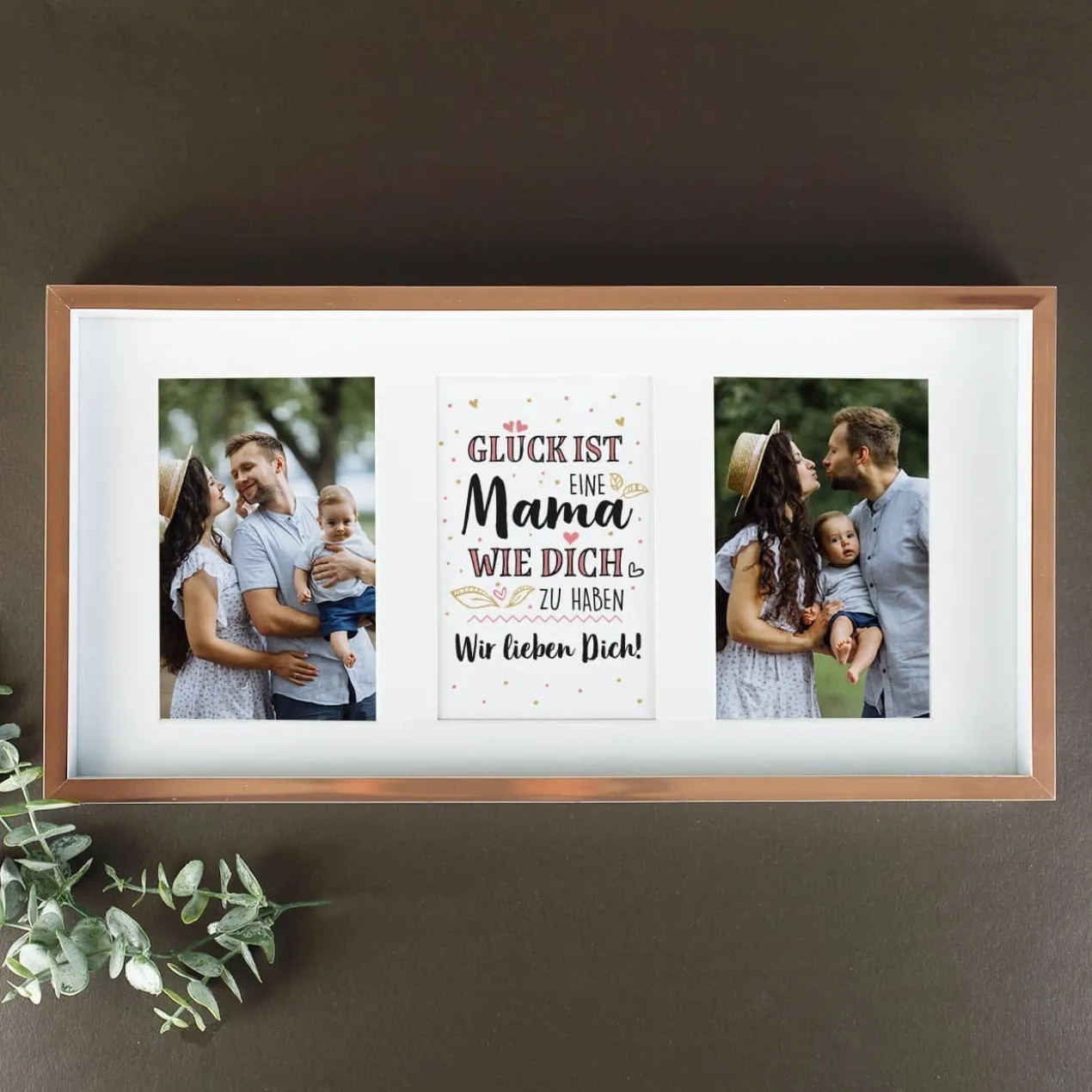 Glück ist, eine Mama wie Dich zu haben - Bilderrahmen mit 2 Fotos und Wunschtext