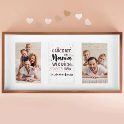 Glück ist, eine Mama wie Dich zu haben - Bilderrahmen mit 2 Fotos und Wunschtext