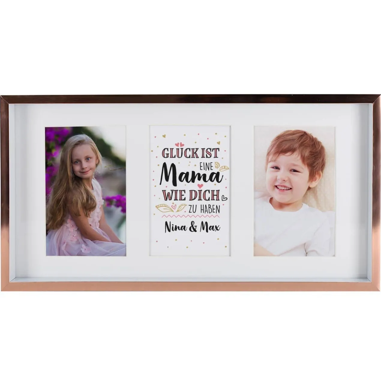 Glück ist, eine Mama wie Dich zu haben - Bilderrahmen mit 2 Fotos und Wunschtext