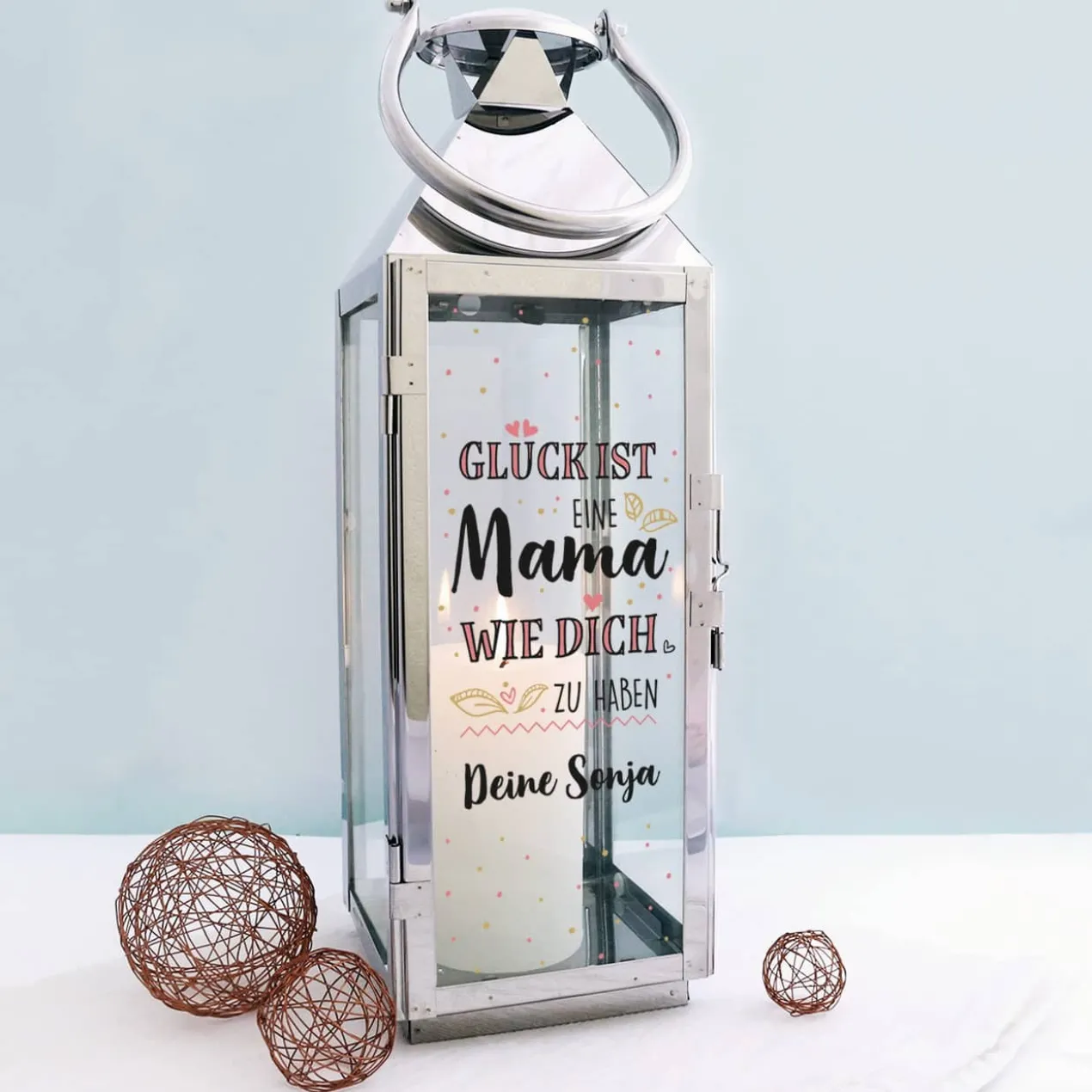Glück ist, eine Mama wie dich zu haben - Laterne mit Wunschtext