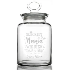 Glück ist, eine Mama wie dich zu haben - gravierte Glasdose