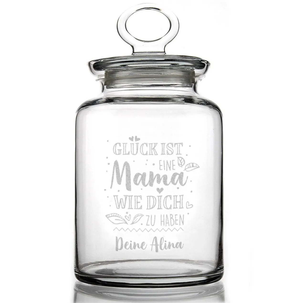 Glück ist, eine Mama wie dich zu haben - gravierte Glasdose