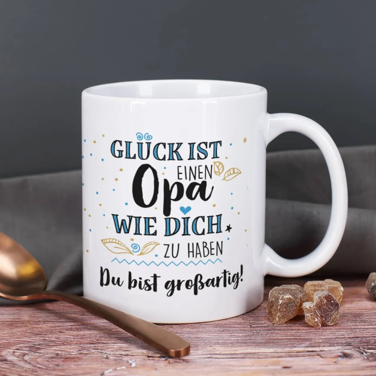 Glück ist einen Opa wie dich zu haben - Tasse mit Wunschtext