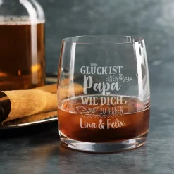 Glück ist, einen Papa wie dich zu haben - Whiskeyglas mit Wunschtext