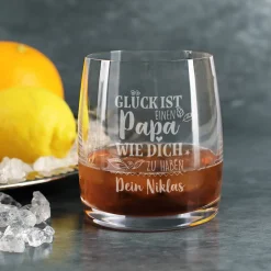 Glück ist, einen Papa wie dich zu haben - Whiskeyglas mit Wunschtext