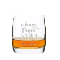 Glück ist, einen Papa wie dich zu haben - Whiskeyglas mit Wunschtext