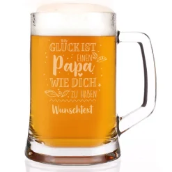 Glück ist, einen Papa wie dich zu haben - Bierkrug mit Gravur