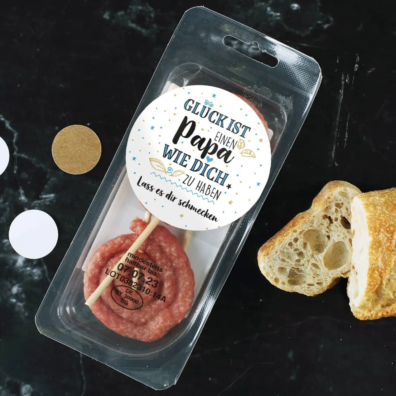 Glück ist, einen Papa wie dich zu haben - Salami Snack mit Text