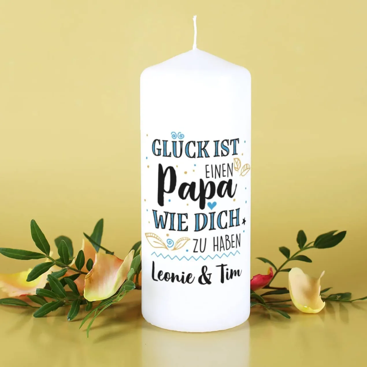 Glück ist, einen Papa wie dich zu haben - Kerze mit Wunschtext