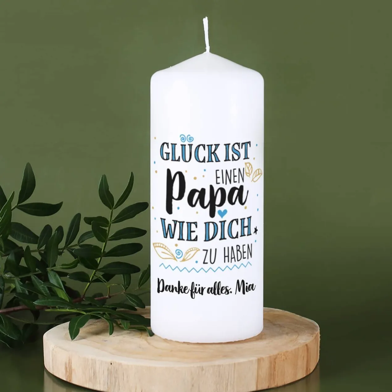 Glück ist, einen Papa wie dich zu haben - Kerze mit Wunschtext
