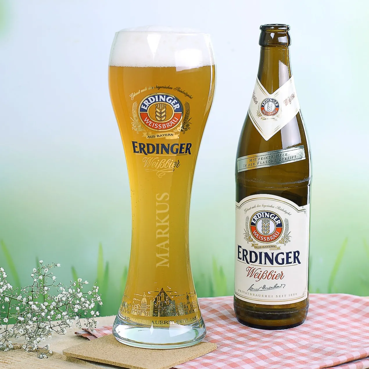 Glück ist, einen Papa wie dich zu haben - Erdinger Biergeschenk mit Glas und Öffner