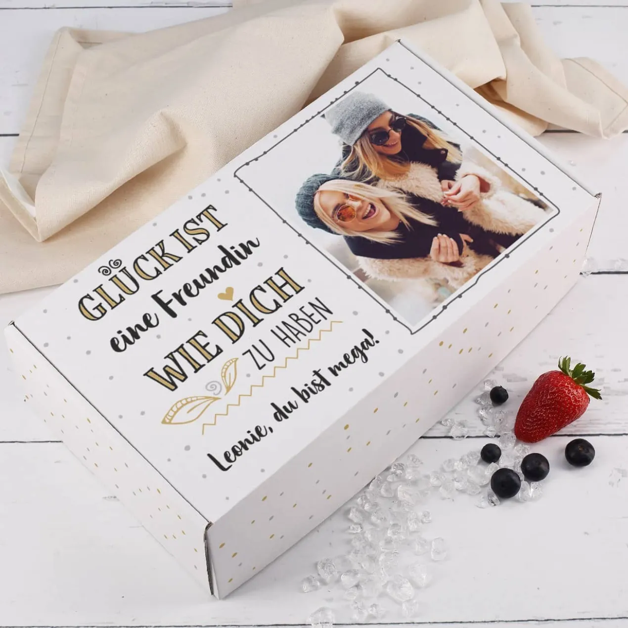 Glück ist... Geschenkbox mit Foto und Wunschtext