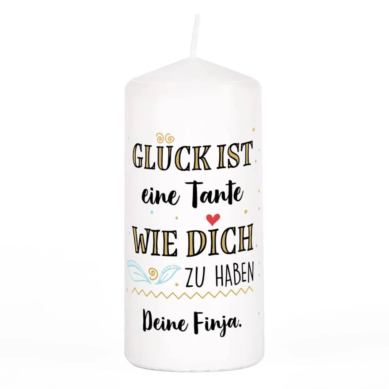 Glück ist... Kerze mit zwei Zeilen Text individuell gestaltet