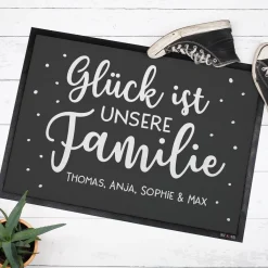 Glück ist unsere Familie - Fußmatte mit Ihrem Wunschtext