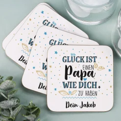 Glück ist - Untersetzer zum Vatertag mit Wunschtext