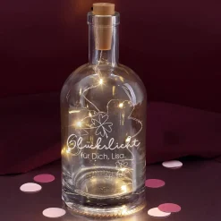 Glückslicht - Beleuchtete Karaffe mit Ihrem Wunschtext