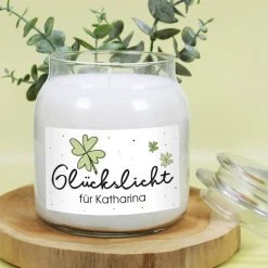 Glückslicht - Duftkerze im Glas mit Ihrem Wunschaufdruck