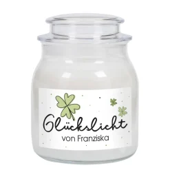 Glückslicht - Duftkerze im Glas mit Ihrem Wunschaufdruck