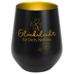 Glückslicht - Windlicht mit Ihrem Wunschtext graviert