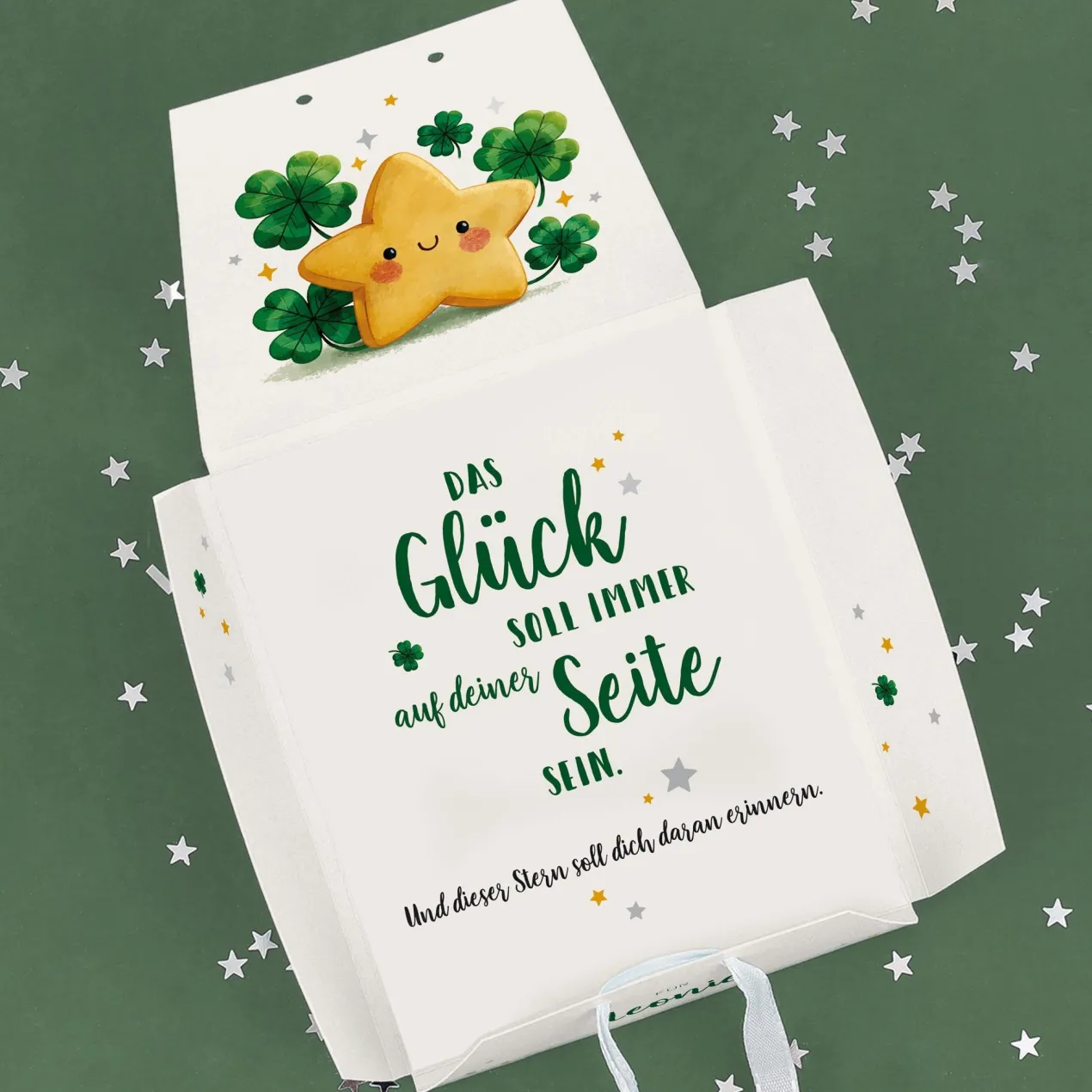 Glücksstern mit Stern Armband in personalisierter Geschenkverpackung | Glücksbringer Geschenk